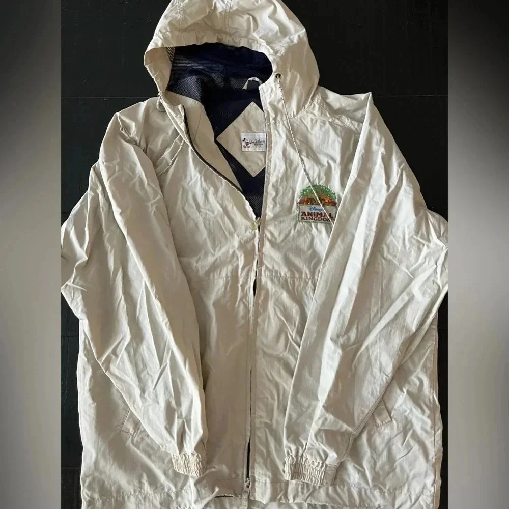 Walt Disney World Hooded Windbreaker Jacket Mens S Tan Full Zip